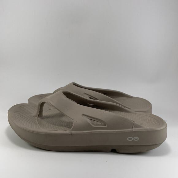 Oofos Ooriginal Flip Flip Sandals Mens Size 8 Womens Size 10 Nomad Beige Tan - Picture 3 of 9